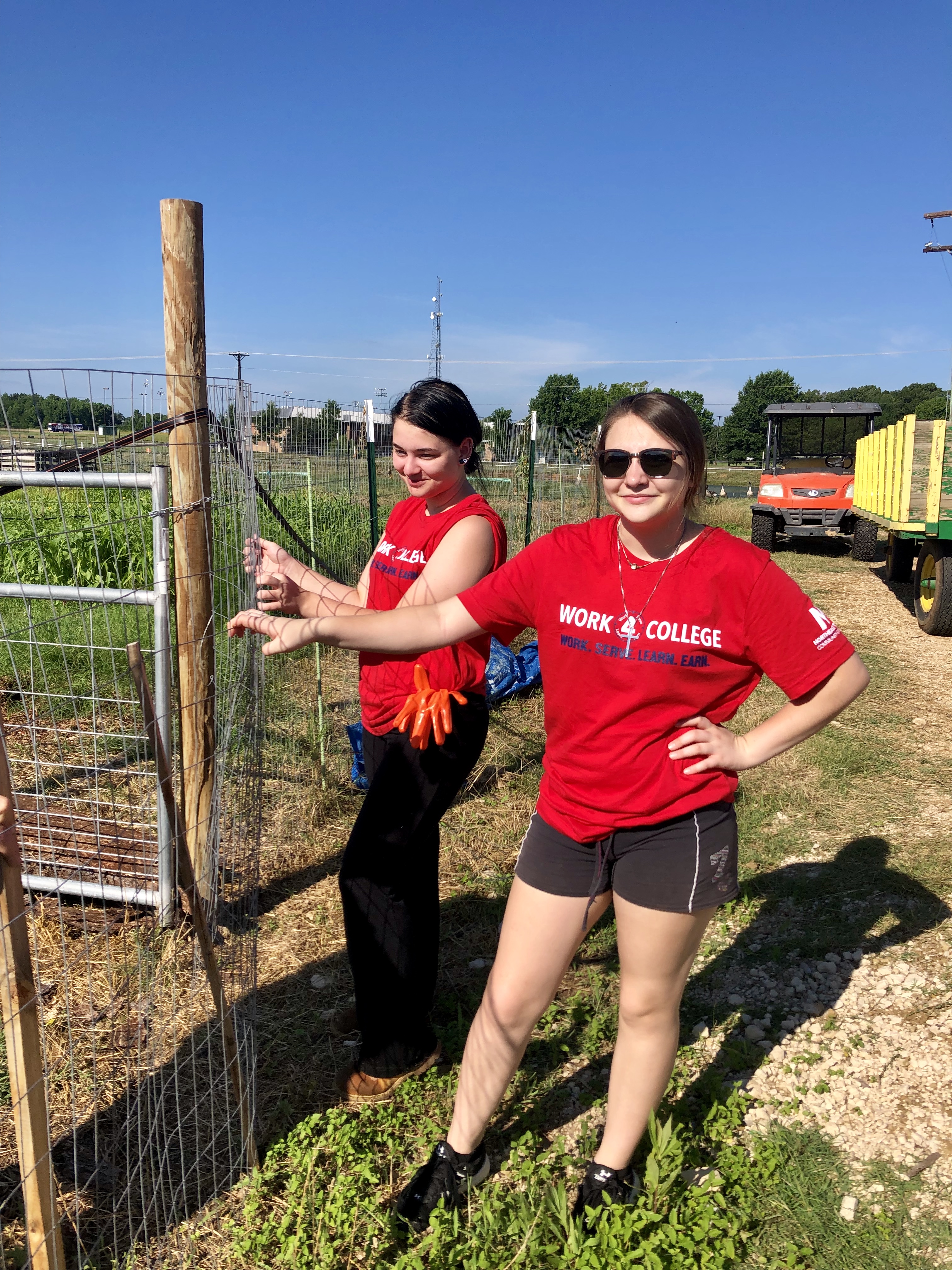 girls working on farm