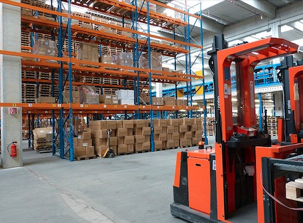 forklift in warehouse