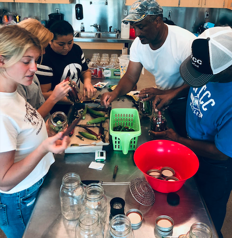 students in canning lab