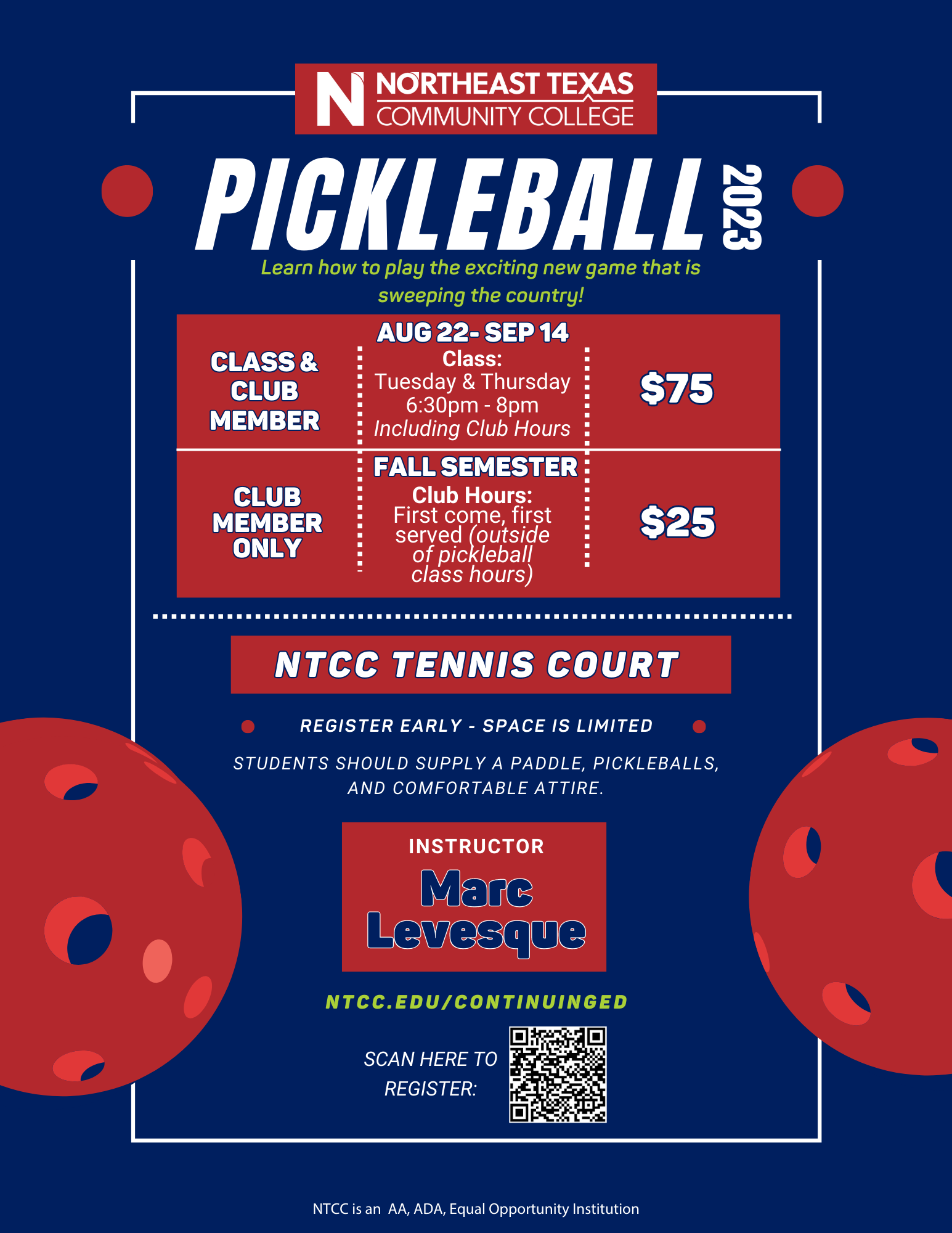 Pickleball Class Flyer