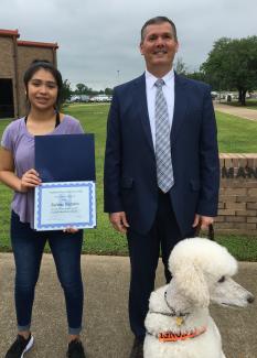 History instructor, John Russo, with Fatima Fuentes