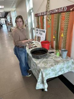 girl presenting work