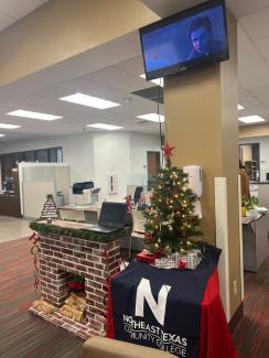 fireplace and christmas tree