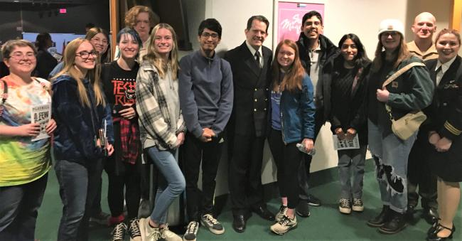 Honors Students with members of the cast of a Few Good Men after the performance