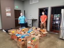 students prepare donations