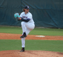 Kevin Schoneboom on the mound for the Eagles