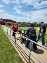 transporting patient on gurney