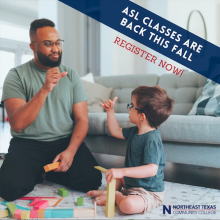 asl class graphic with man signing to child